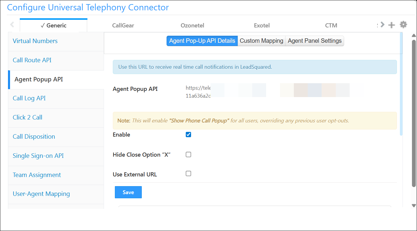 show phone call pop up telephony