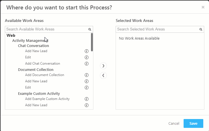 At a Specific Work Area Trigger
