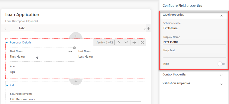 edit label properties