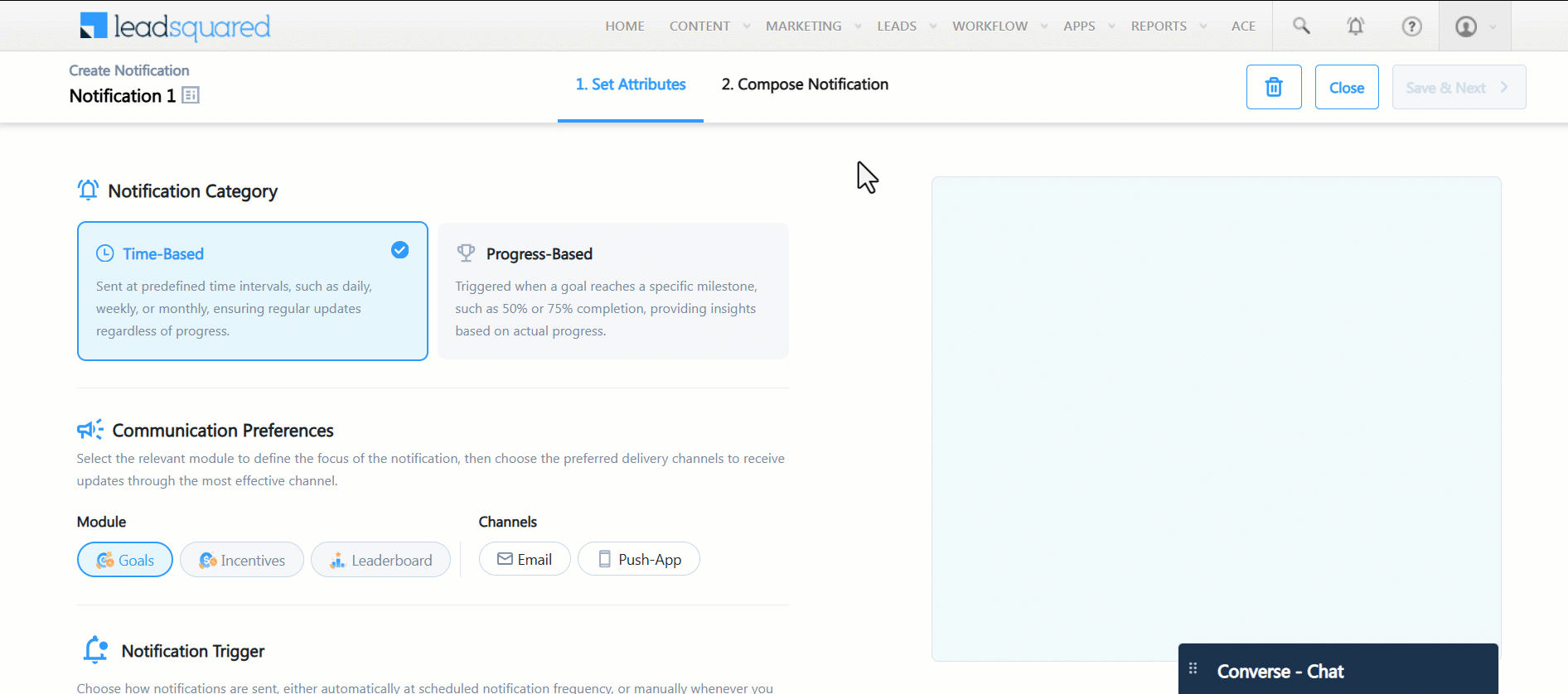 ace create custom notification step 2