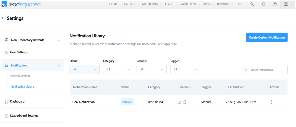 navigate to ace notification library