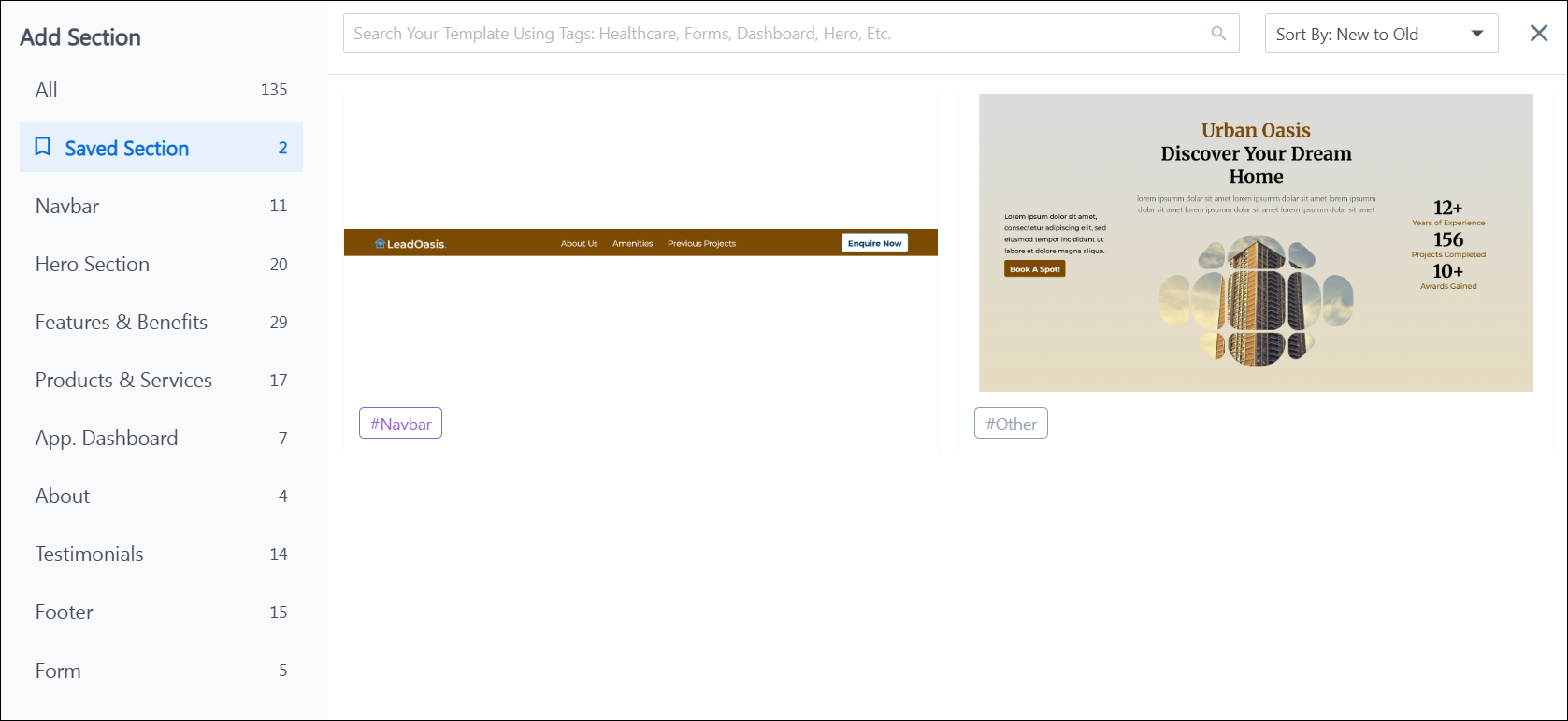 saved section on portals