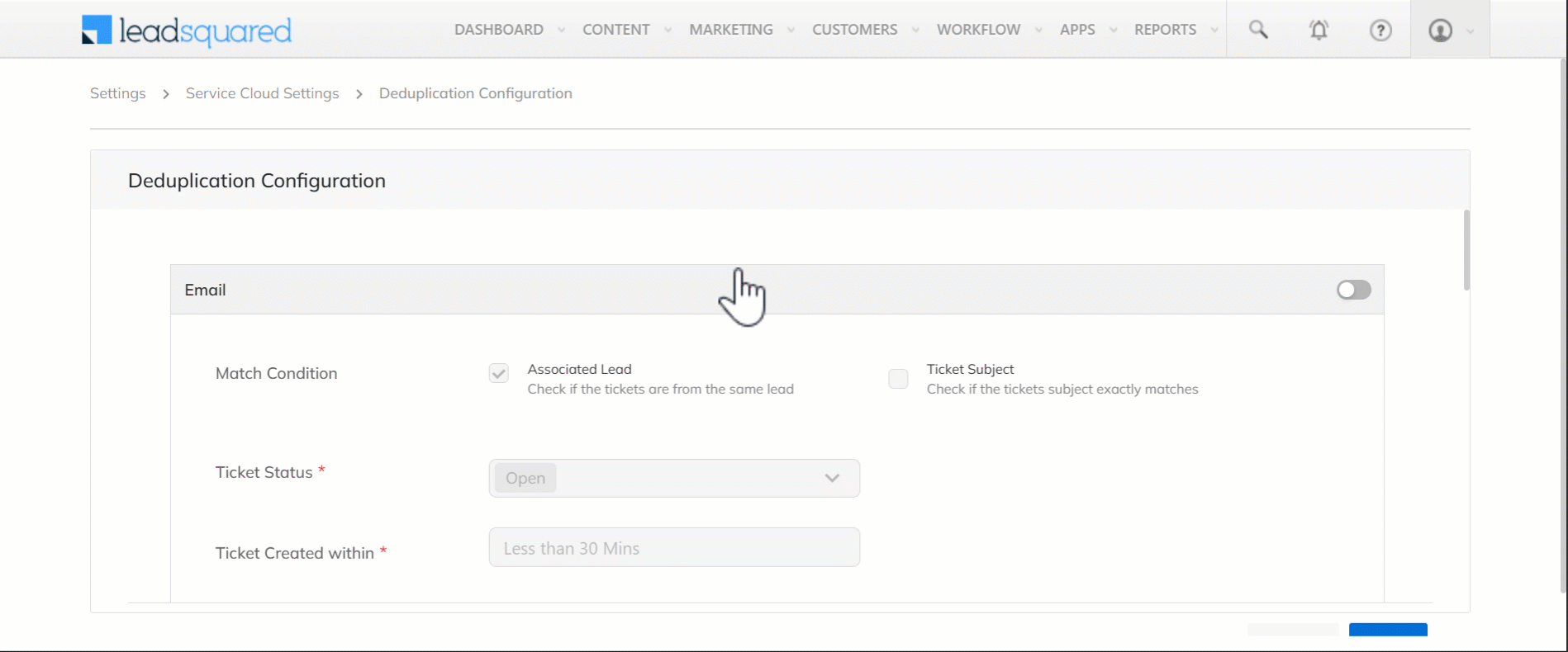 LeadSquared Service CRM Deduplication Dedupe