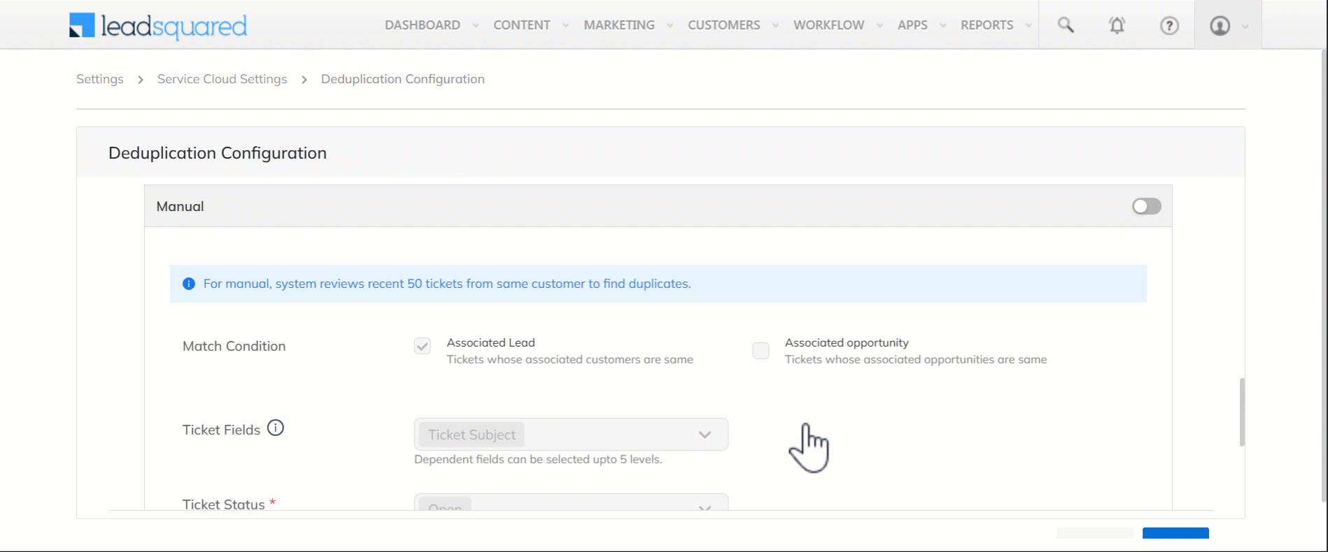 LeadSquared Service CRM Deduplication Dedupe