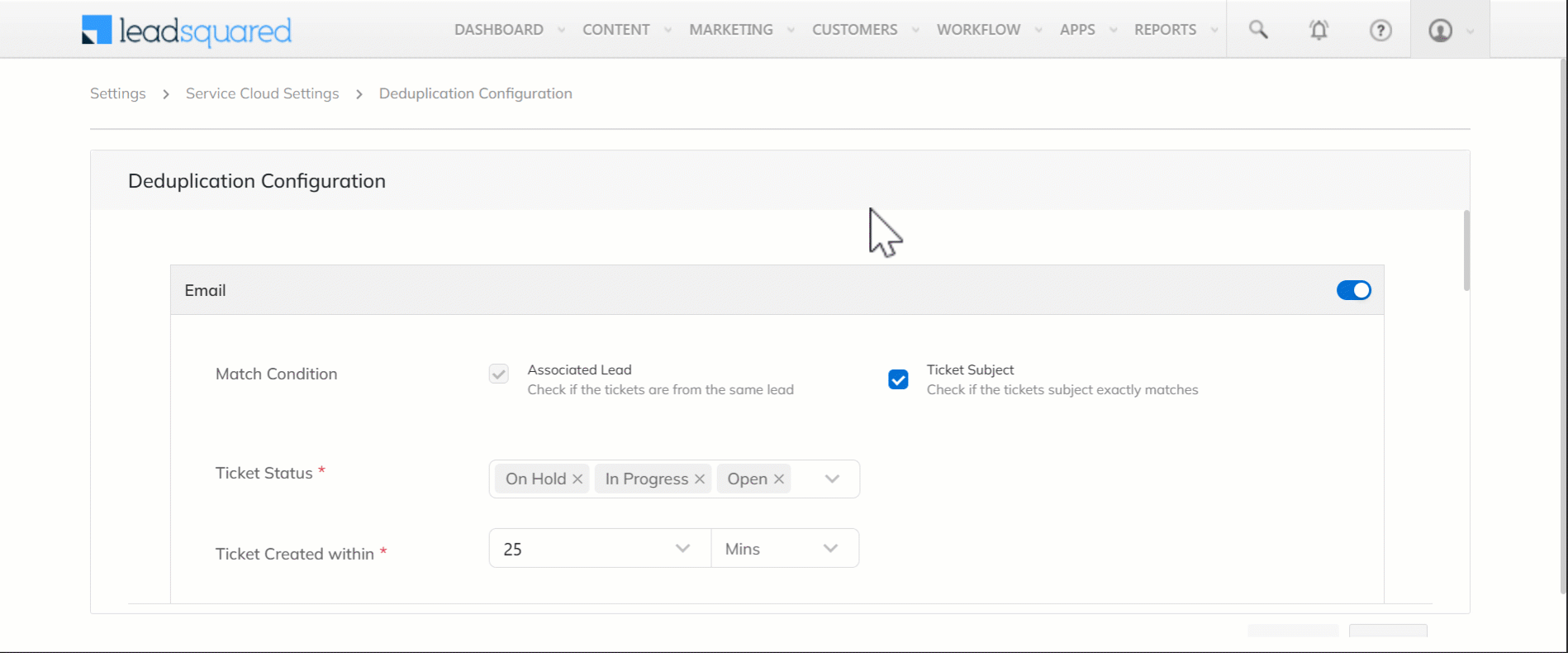 LeadSquared Service CRM Deduplication Dedupe