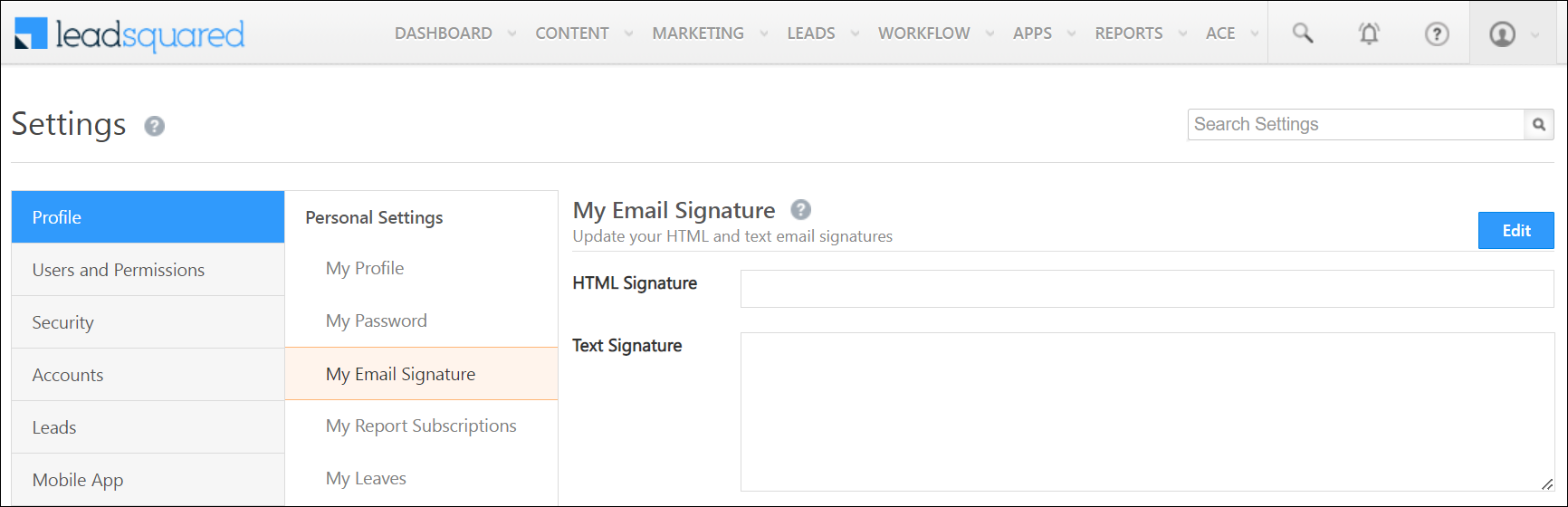 LeadSquared Email Signatures Feature