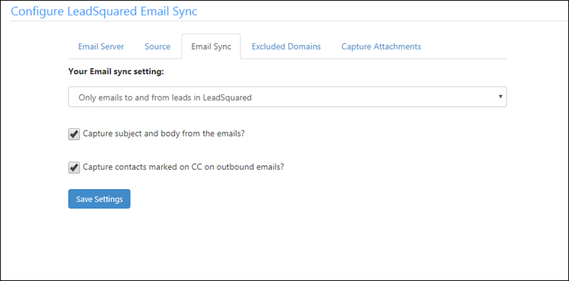 Email Sync Settings