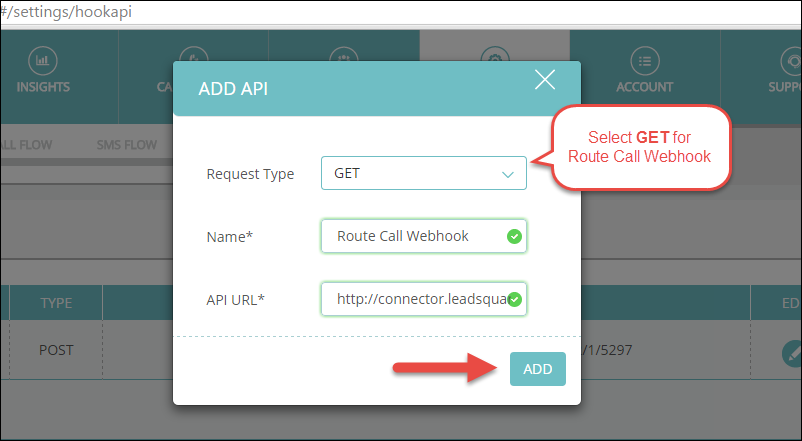 route call webhook