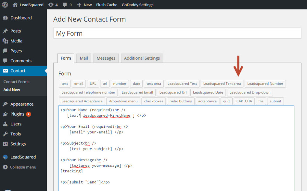 Configure LeadSquared WordPress Suite Contact Form 7 - Help & Support