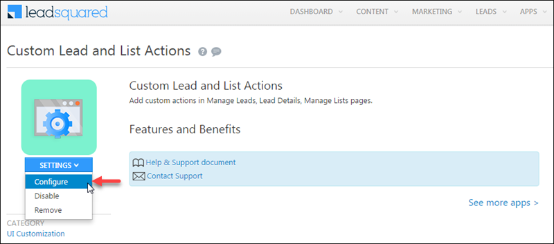LeadSquared Custom Lead and List Actions