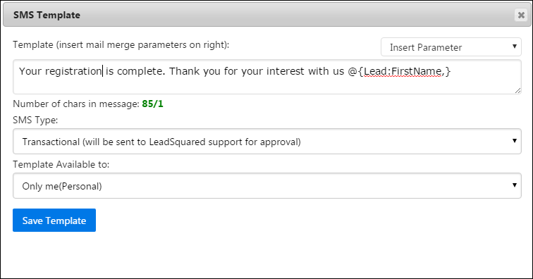 LeadSquared SMS Templates