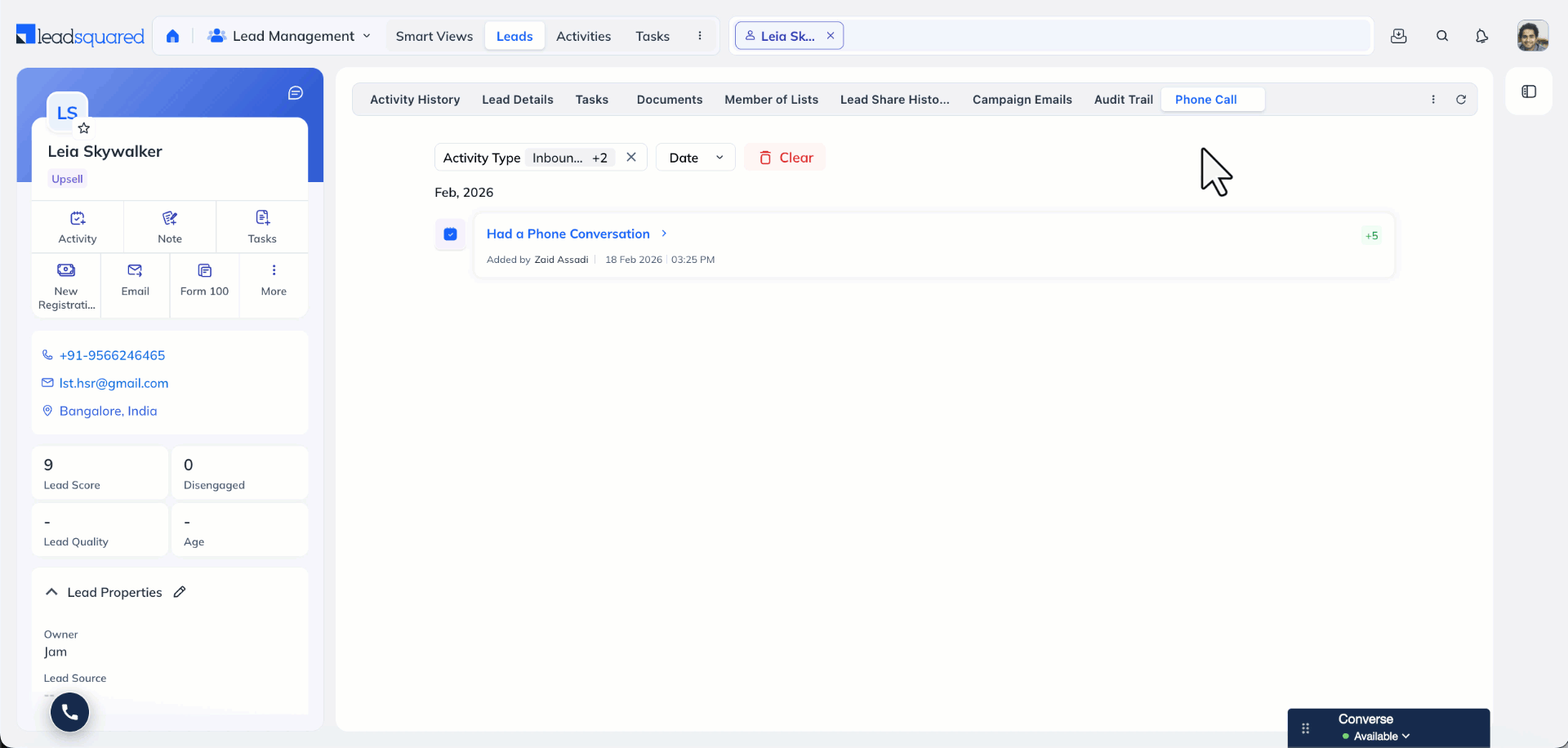 manage activity tabs