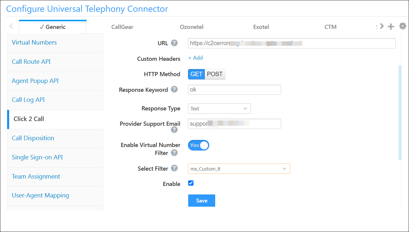 c2c filtering custom field