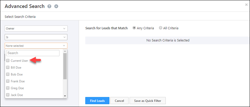advanced search enhancement current user