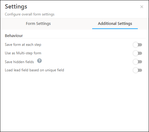 additional form settings