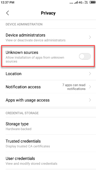 other devices enabling apps from unknown sources