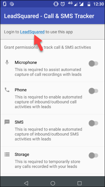 call and SMS app permissions