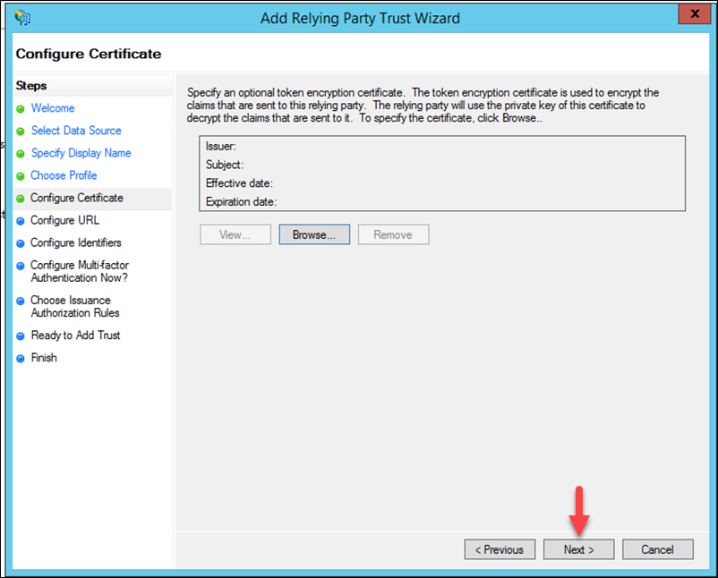 default certificate settings