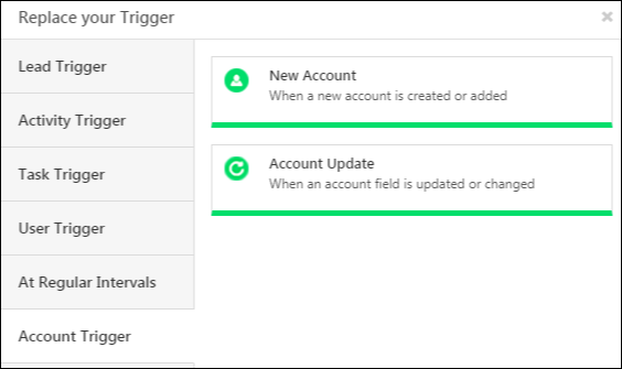 account automation triggers