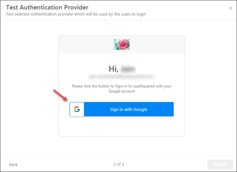 test google authentication provider