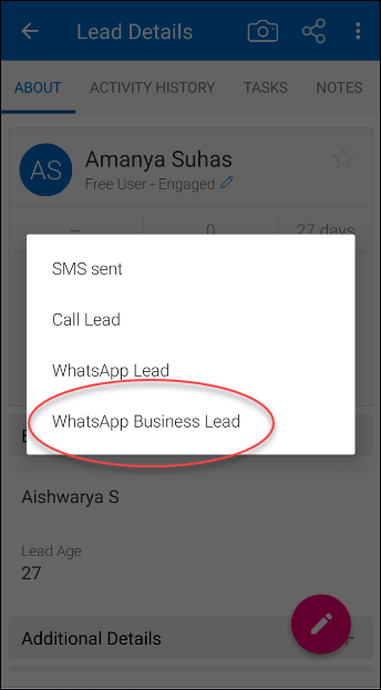 whats app business lead on android