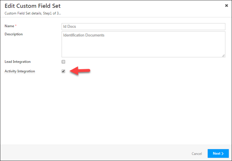 Adding Custom Field Sets to Activities - Help & Support