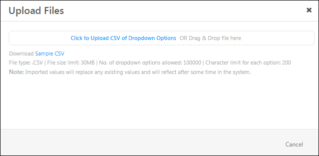 upload dropdowns CSV