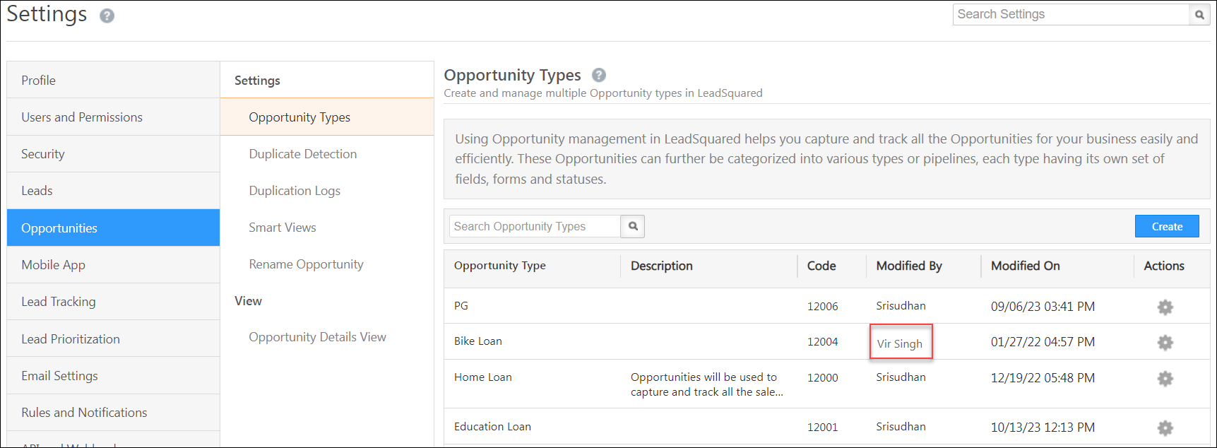 LeadSquared Opportunity Management