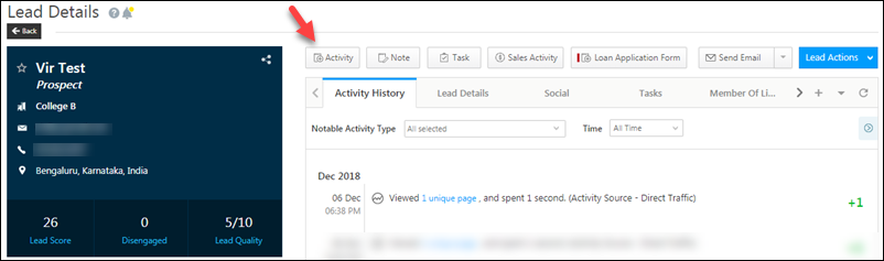 disable activity create options