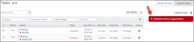 display forms in manage tasks