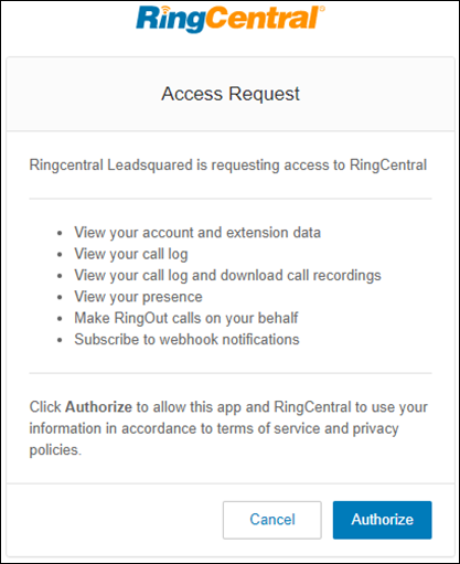 ring central permissions