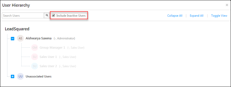 inactive user filter manage users