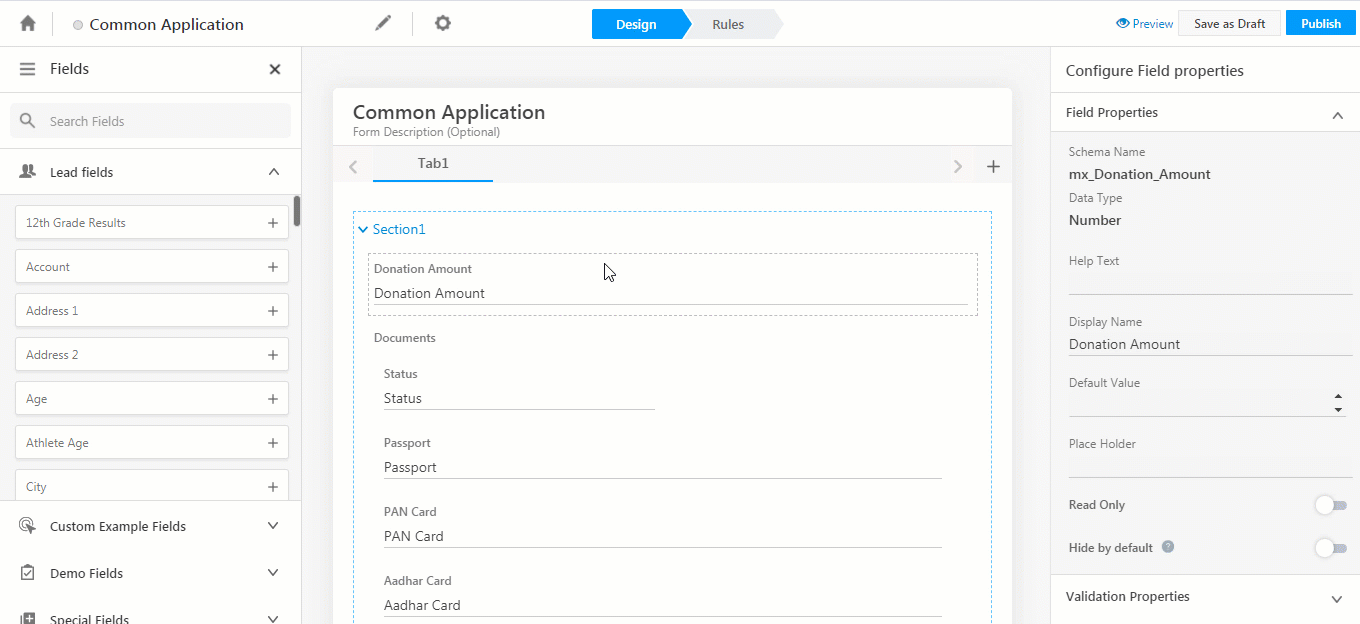 Form Setting Read Only Fields