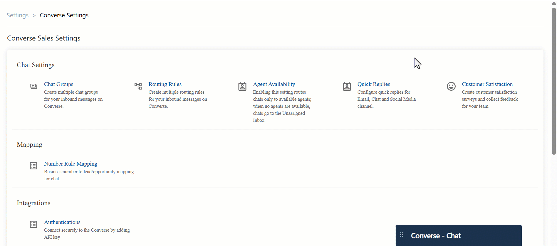 configure quick replies on converse