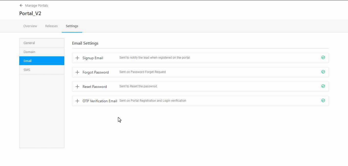 portal settings email