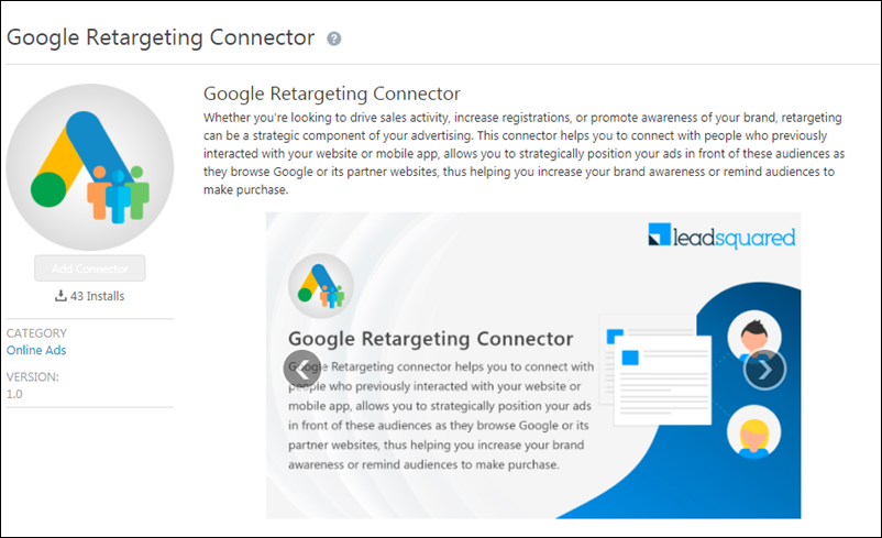 Google Retargeting Connector for LeadSquared