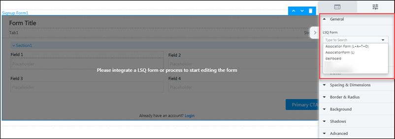 integrate registration form in portals