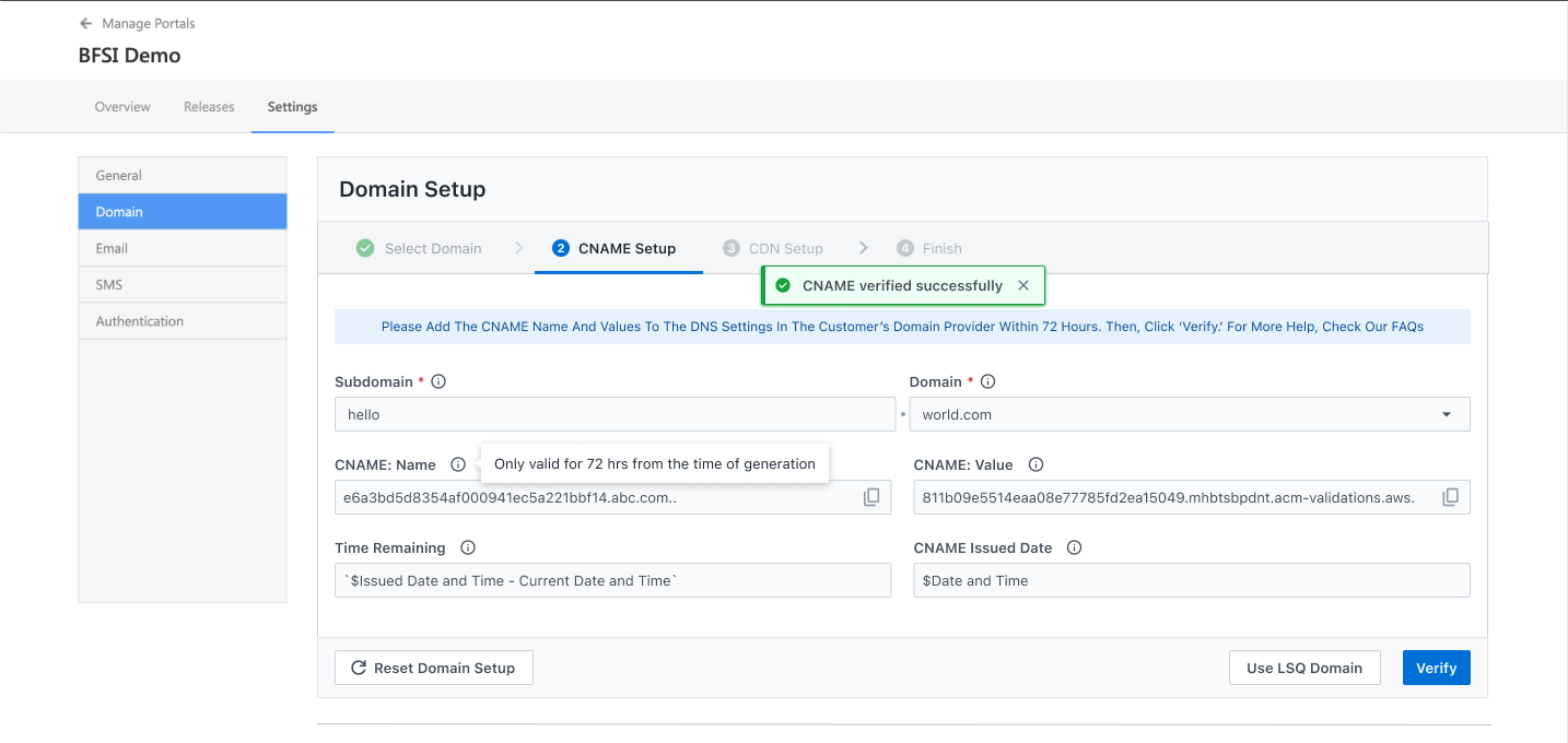 cname verified success