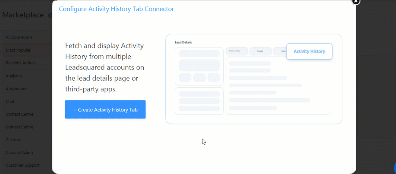 LeadSquared Activity History Tab Connector