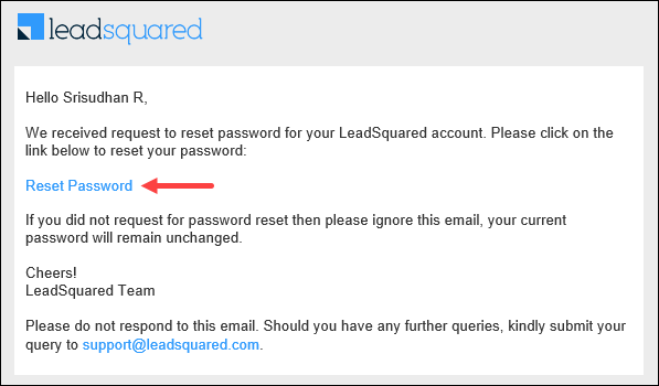 LeadSquared Forgot Password