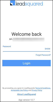LeadSquared Forgot Password