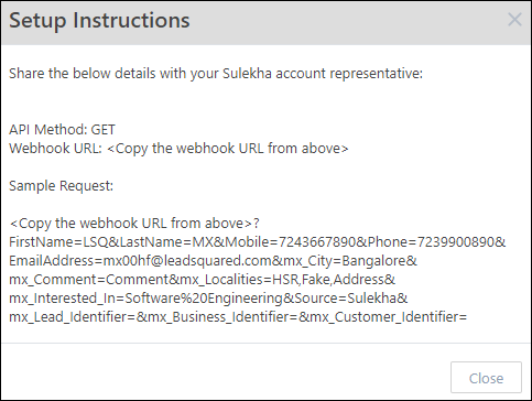 Integrate LeadSquared with Sulekha