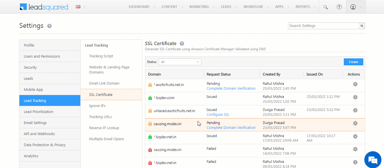LeadSquared SSL Certificate