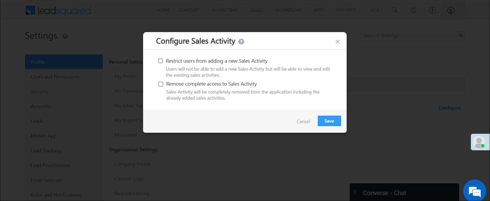 LeadSquared Sales Activity