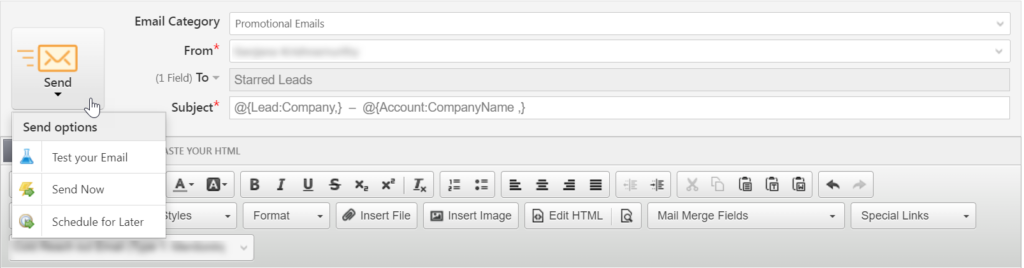 Send Quick Email to a List of Leads - Help & Support