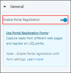 LSQ Widgets Enable Portal Registration