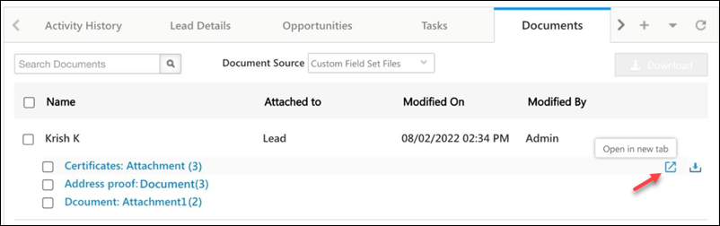 Documents Preview in LeadSquared