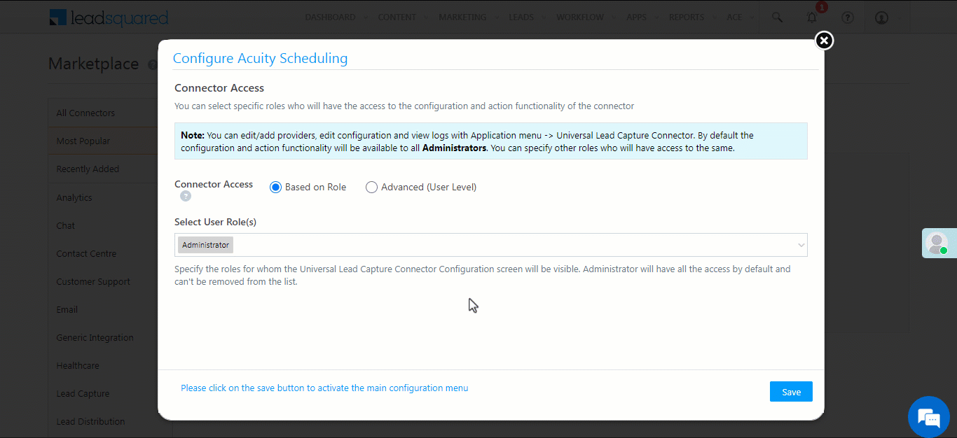 Acuity scheduling config