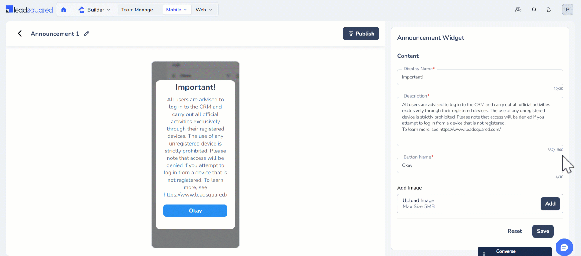 Leadsquared - Announcements