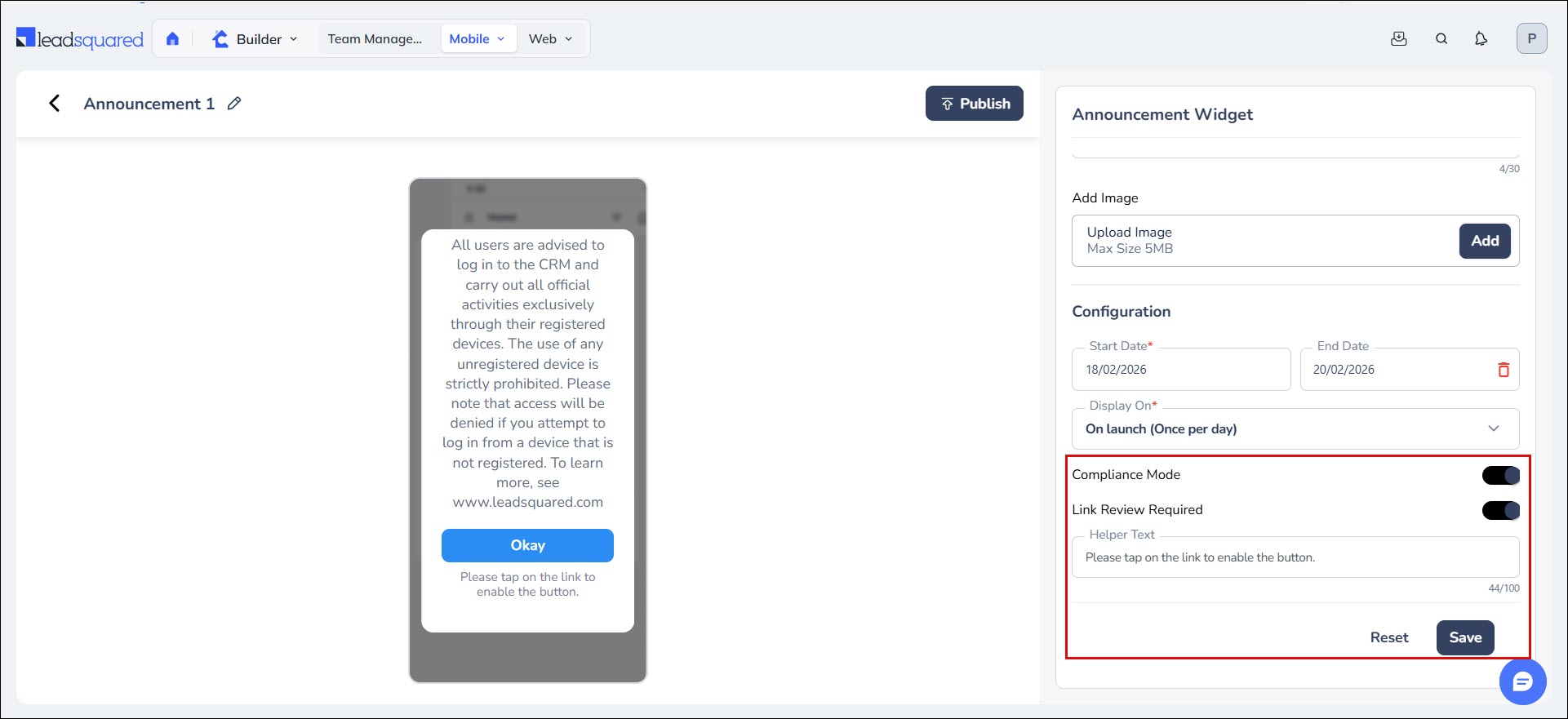 Leadsquared - Announcements